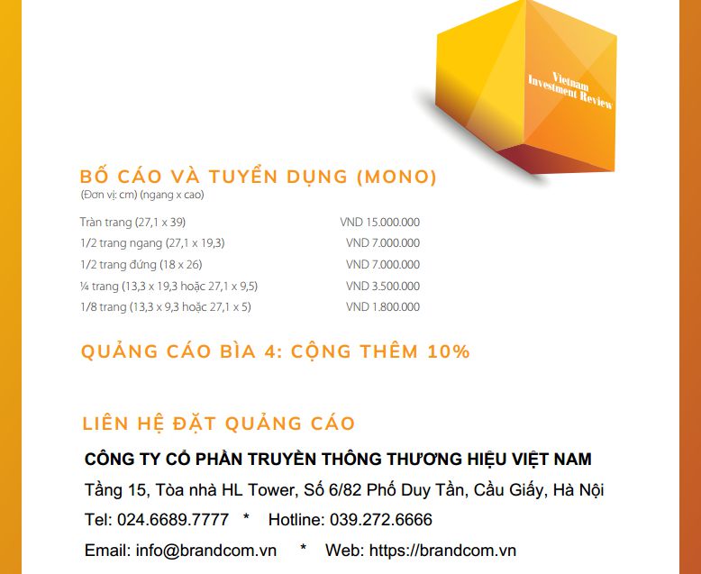 Bảng giá quảng cáo tạp chí Vietnam Investment Review