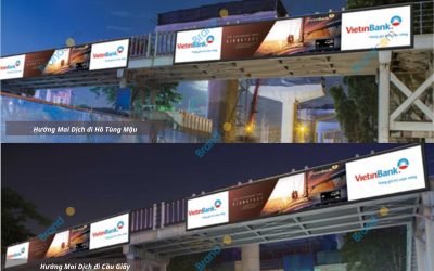 Quảng cáo trên cầu vượt đi bộ Mai Dịch