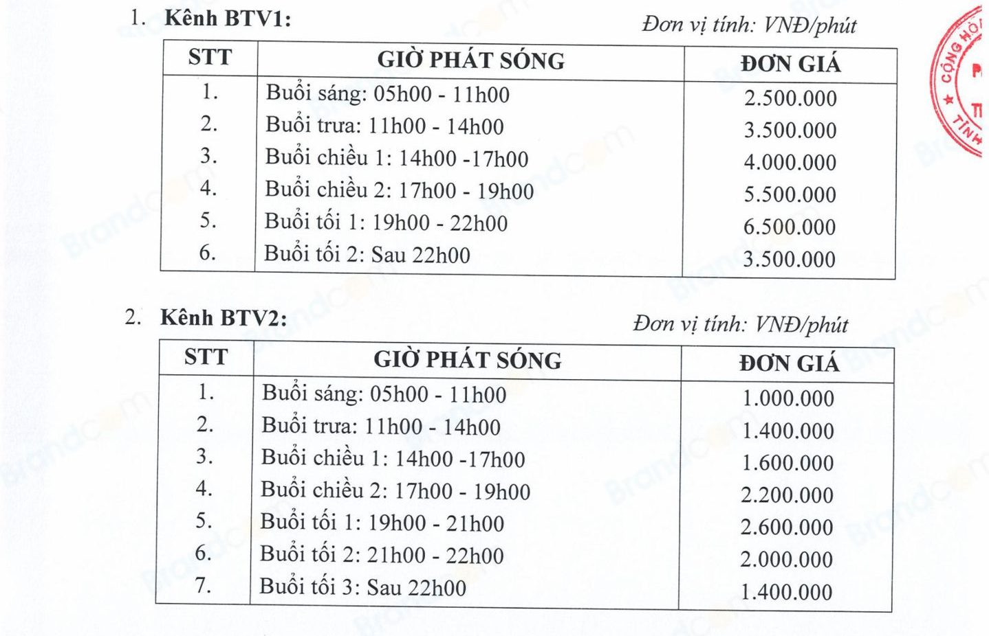 Bảng giá quảng cáo Đài phát thanh và truyền hình Bình Dương