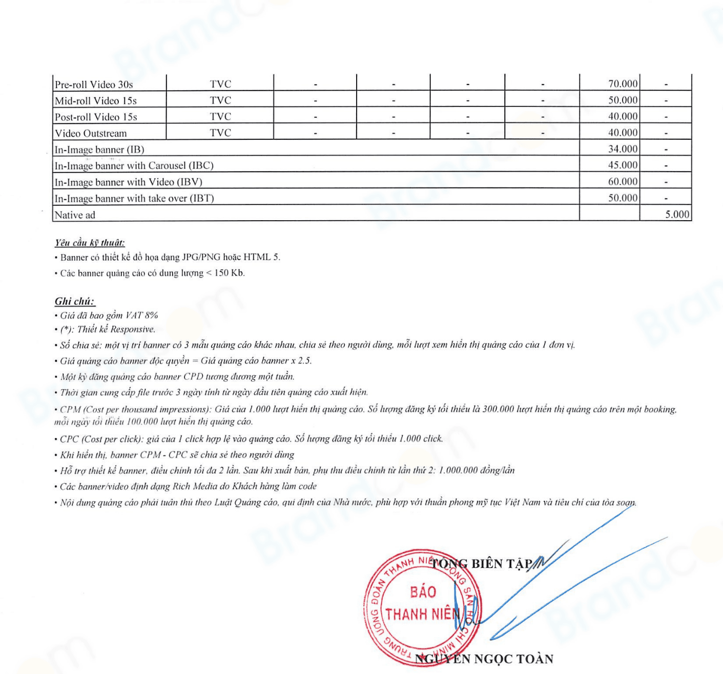 Báo giá quảng cáo Banner báo Thanh niên 2026 mới nhất