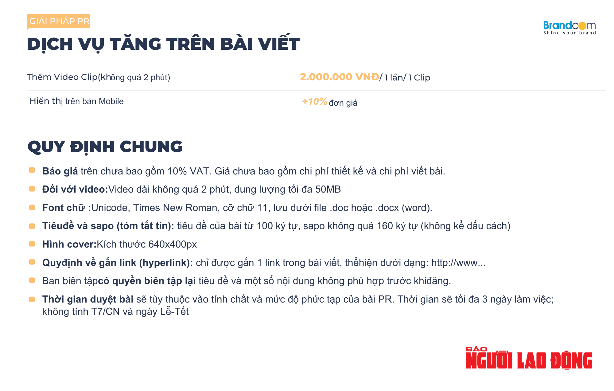 Báo giá quảng cáo PR báo Người Lao Động 2026 mới nhất