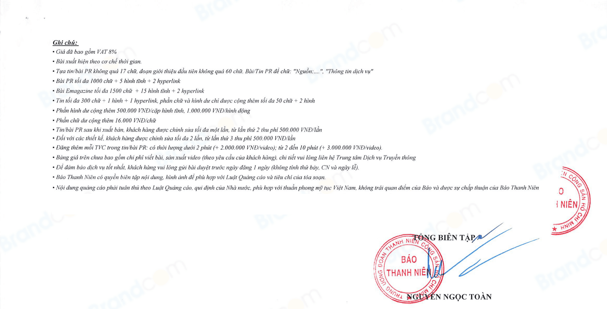 Báo giá quảng cáo PR Online Thanh niên 2026 mới nhất