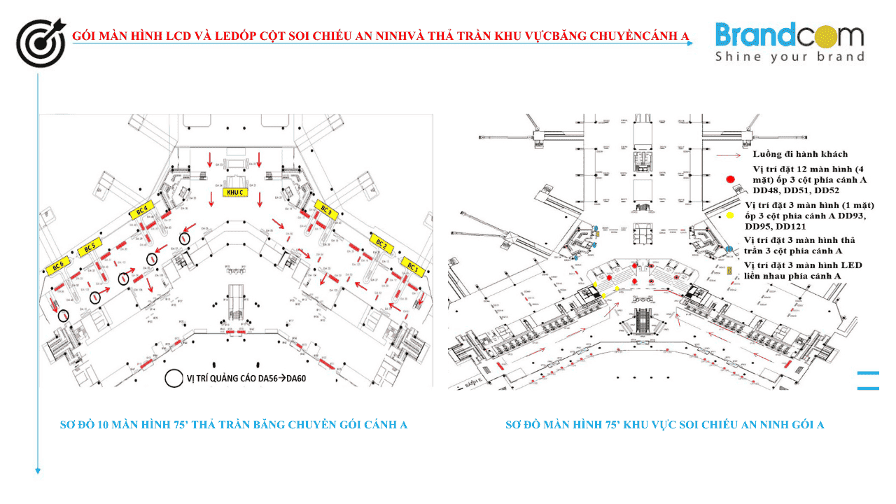 Quảng cáo màn hình tại sân bay Nội Bài - Màn hình LCD và LED ốp cột (phần 1)