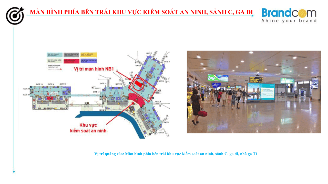Quảng cáo màn hình tại sân bay Nội Bài - Màn hình LED dọc thang máy và khu vực kiểm soát an ninh (phần 5)
