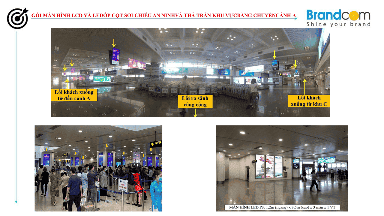Quảng cáo màn hình tại sân bay Nội Bài - Màn hình LCD và LED ốp cột (phần 1)