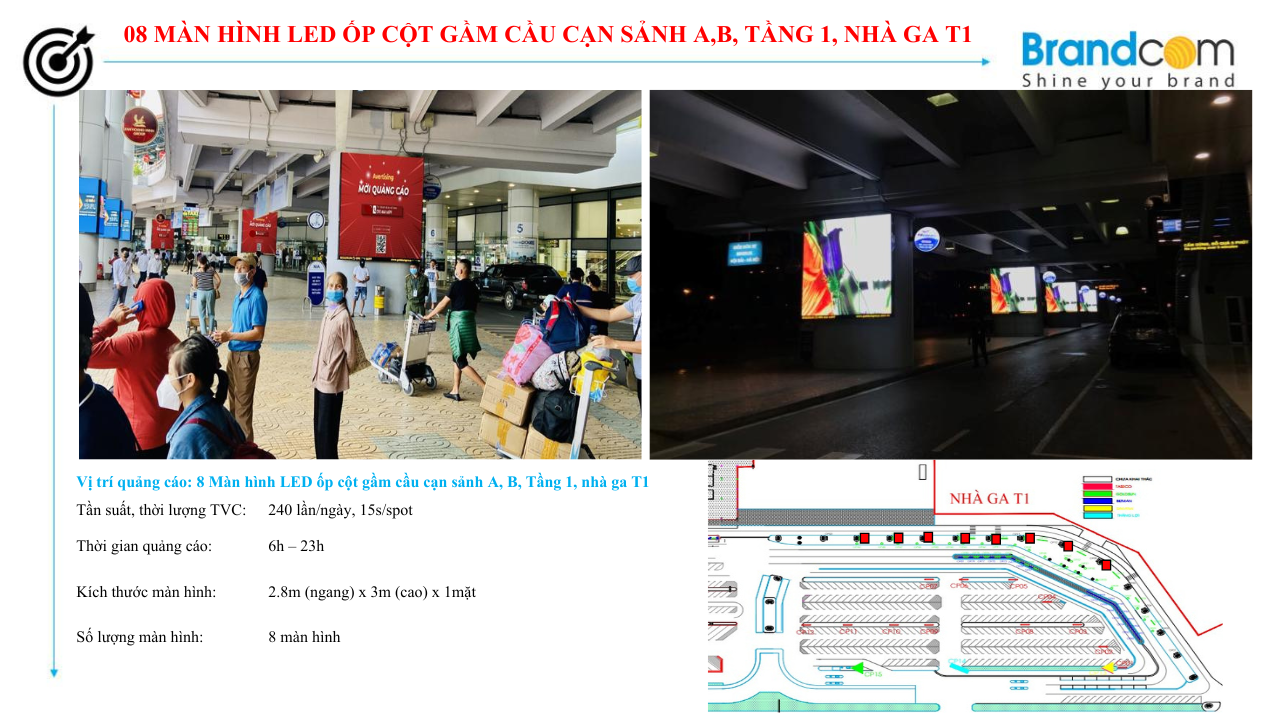 Quảng cáo màn hình tại sân bay Nội Bài - Màn hình LED ốp cột gầm cầu và khu vực nhập cảnh (phần 4)