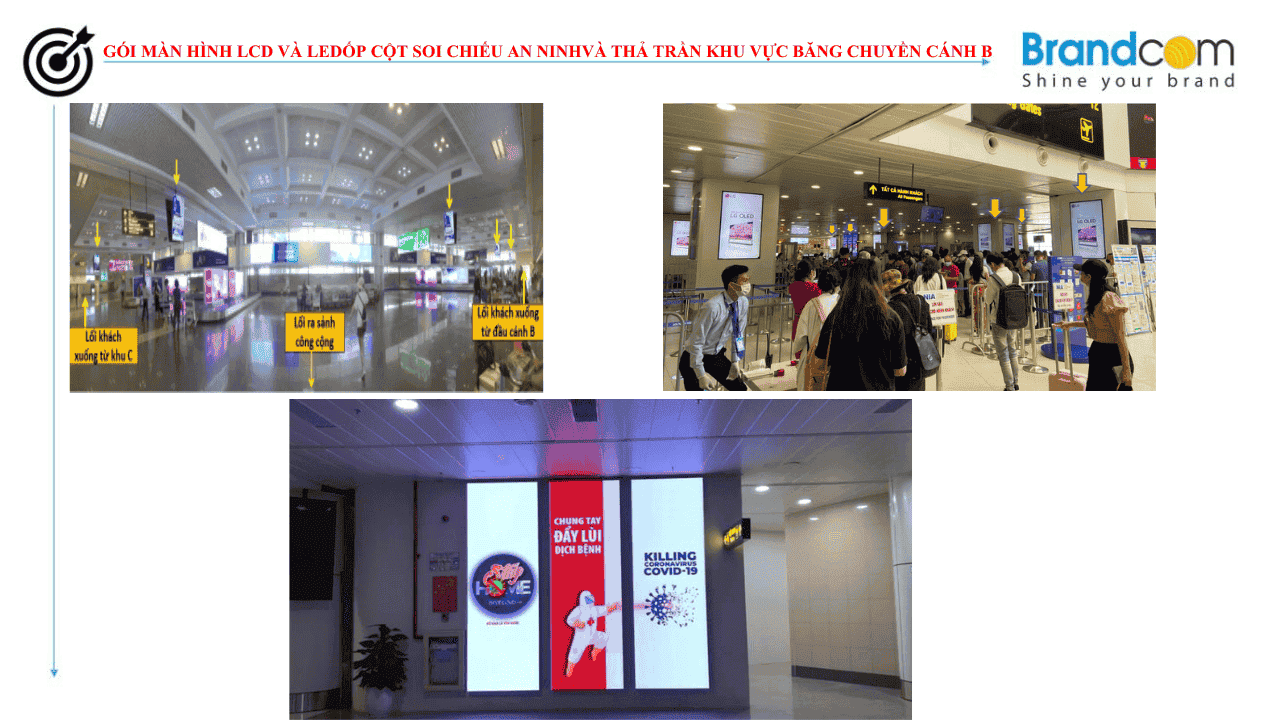 Quảng cáo màn hình tại sân bay Nội Bài - Màn hình LCD và LED ốp cột (phần 1)