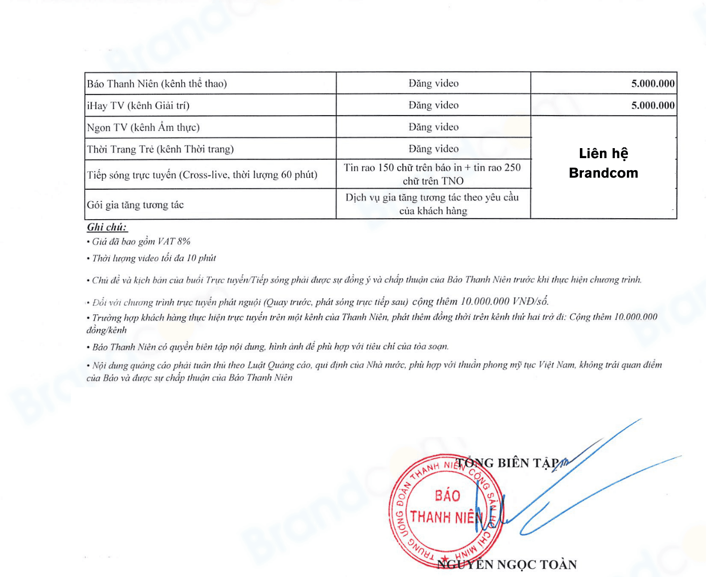 Báo giá quảng cáo các kênh mạng xã hội báo Thanh niên 2026 mới nhất