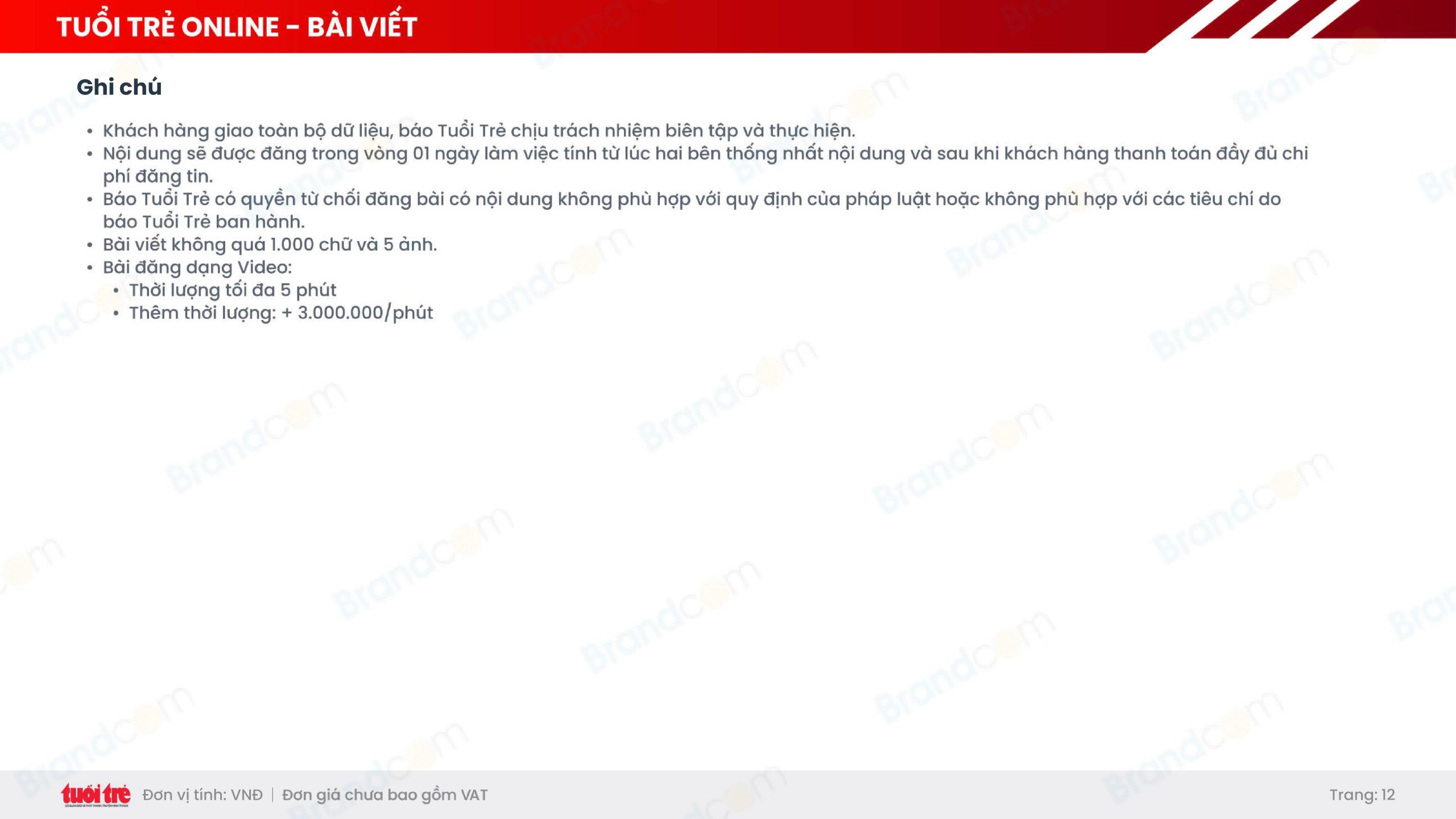 Bảng giá quảng cáo báo Tuổi Trẻ mới nhất