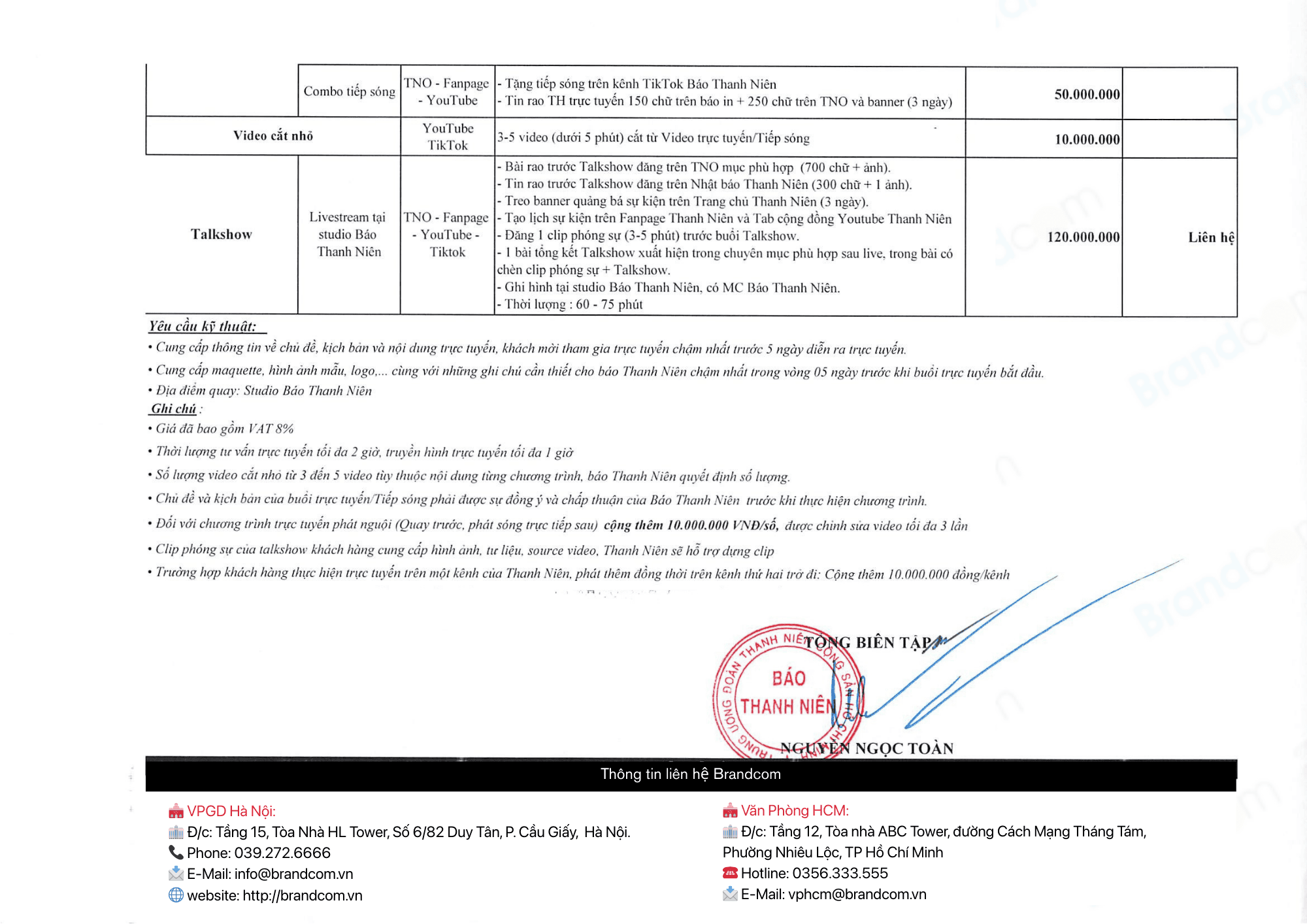 Báo giá quảng cáo Chương trình trực tuyến báo Thanh niên 2026 mới nhất
