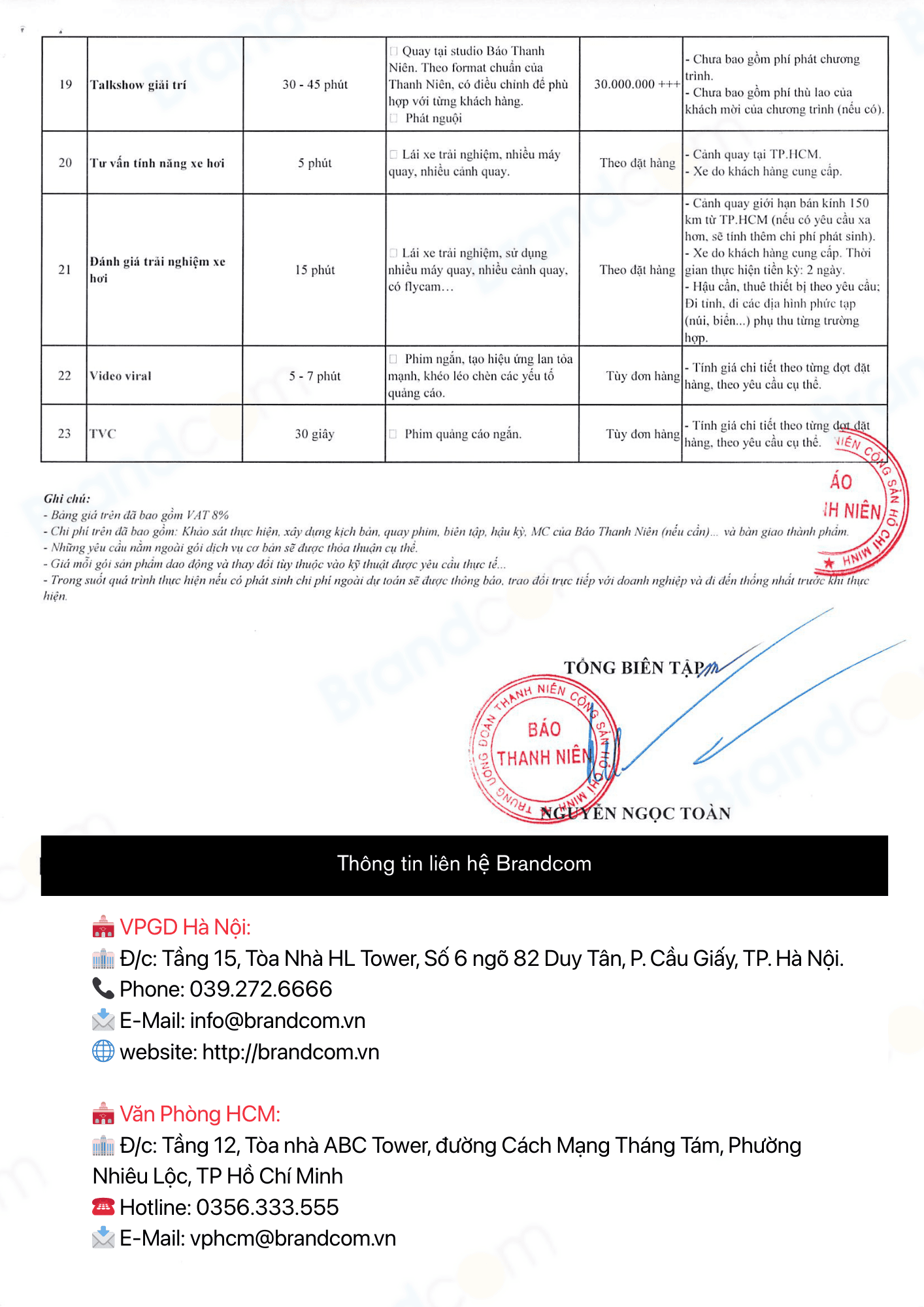 Báo giá dịch vụ sản xuất video cơ bản trên báo Thanh Niên Online 2026 mới nhất