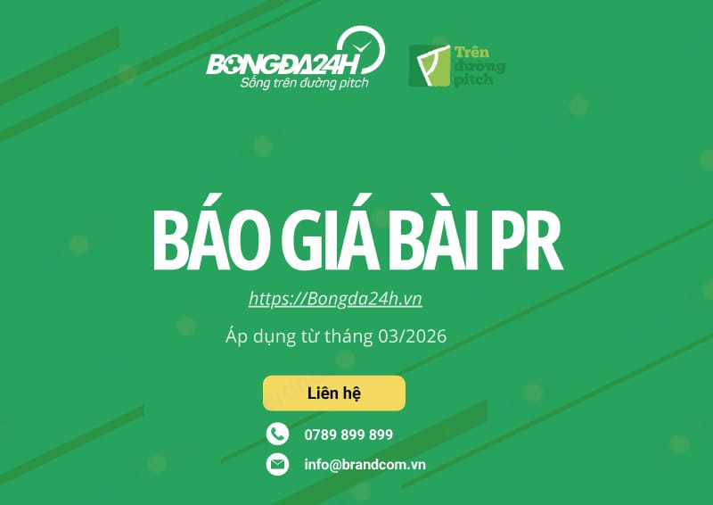 Báo giá quảng cáo bài PR trên bongda24h.vn 2026 mới nhất